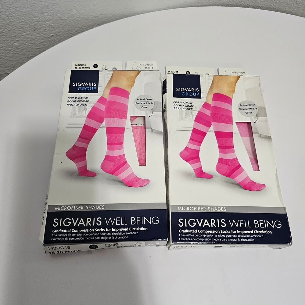 Sigvaris Compression Socks Pink Lot of 2